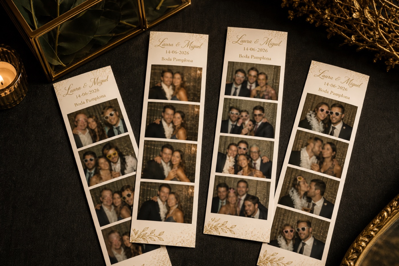Tiras fotográficas con diseño de boda